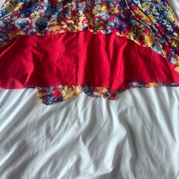 ✨Lulus Floral Cold Shoulder Maxi Dress Women’s Small Multicolor Ruffle Hem Boho - Picture 9 of 10